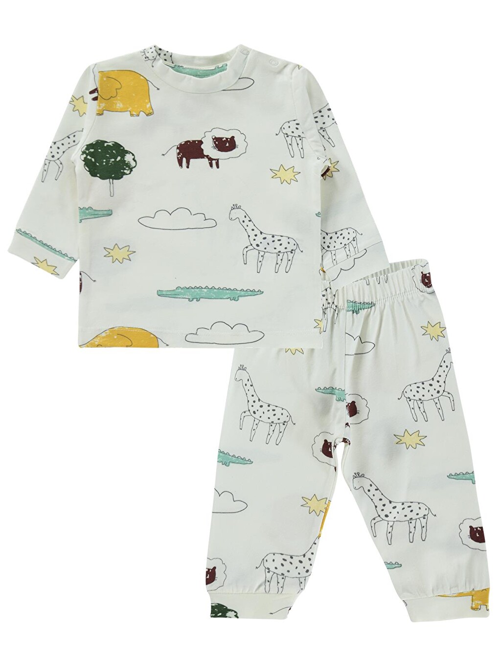 Baby Safari 6-18 Ay Pijama Takımı - Ekru-3