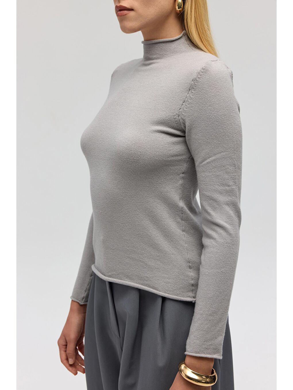 Serina Balıkçı Yaka Gri İnce Triko-6