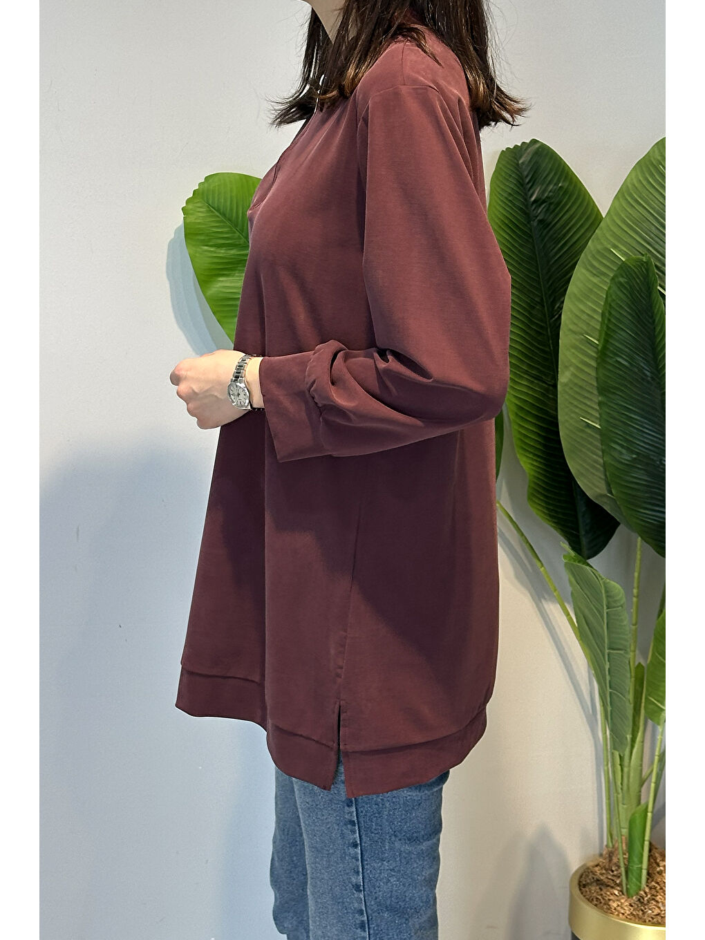Pamuklu Basic Tunik 7474 Bordo-1