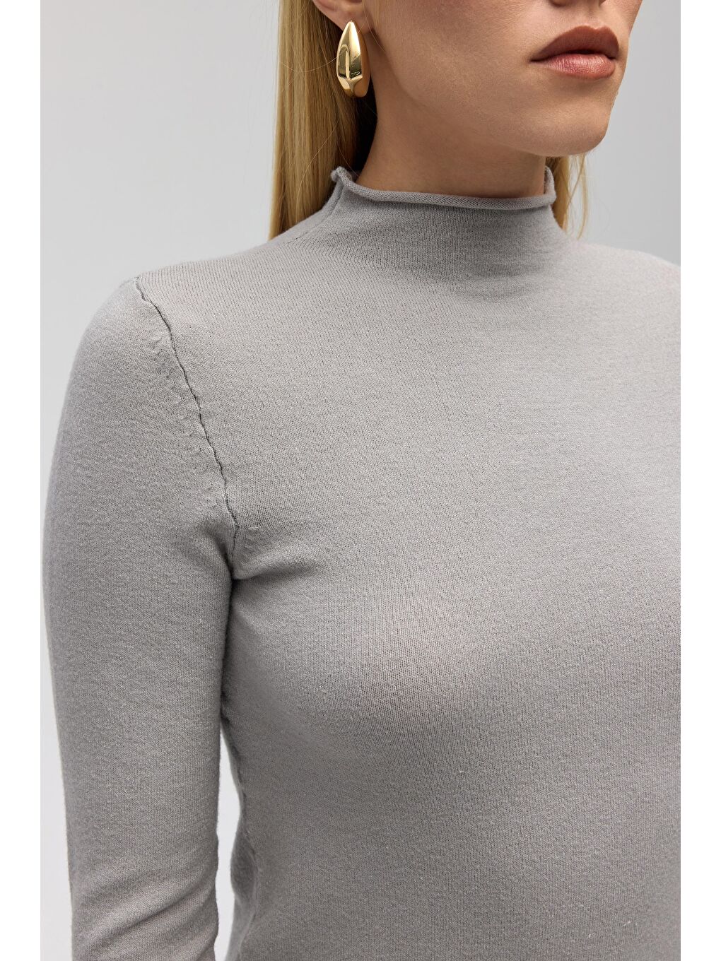 Serina Balıkçı Yaka Gri İnce Triko-7