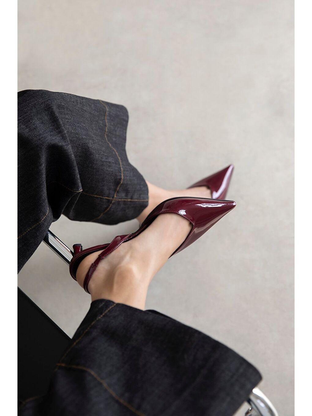 Levina  Kadın Rugan Topuklu Ayakkabı Bordo-2