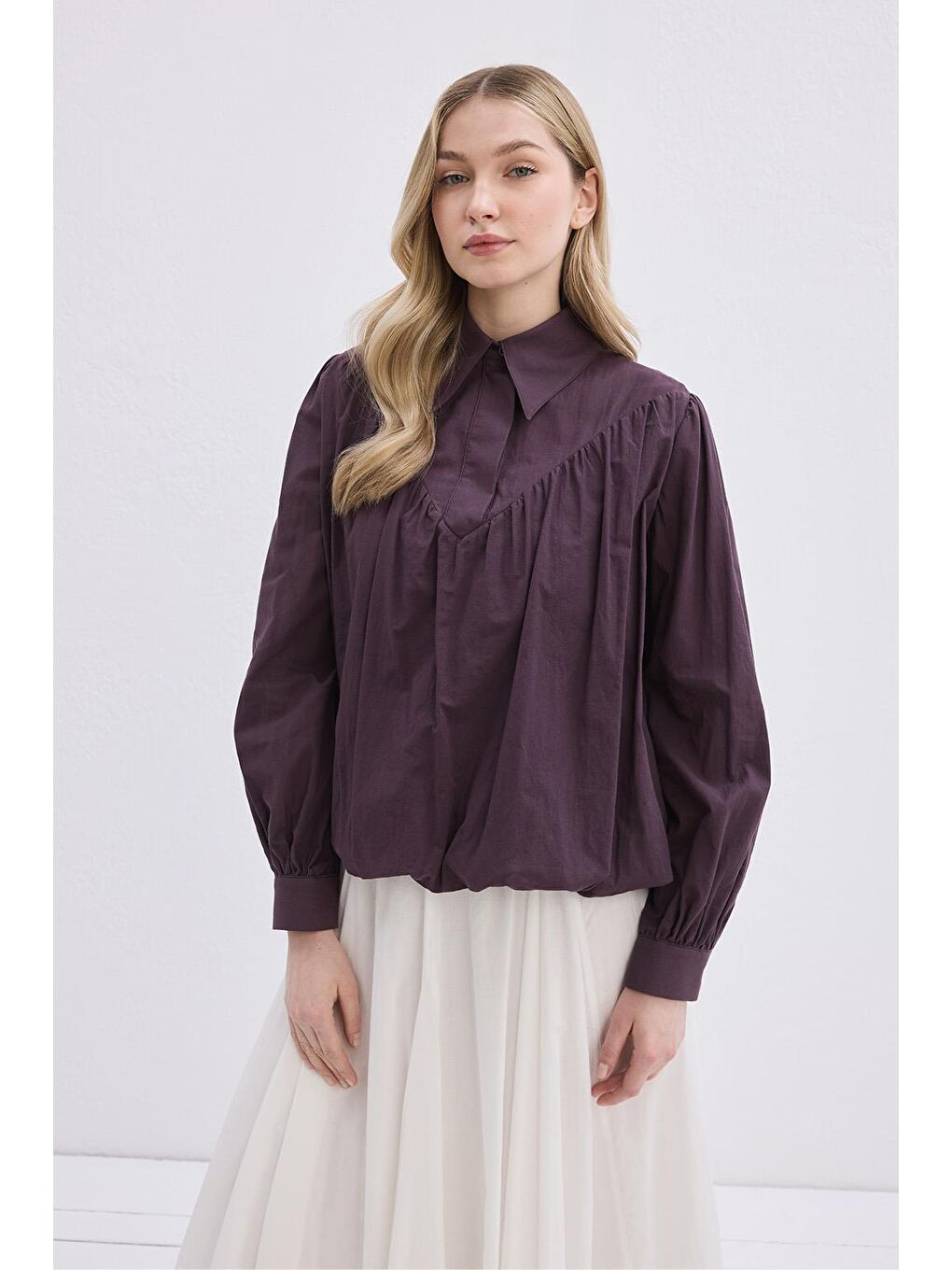 Lora Vual Gömlek Mürdüm