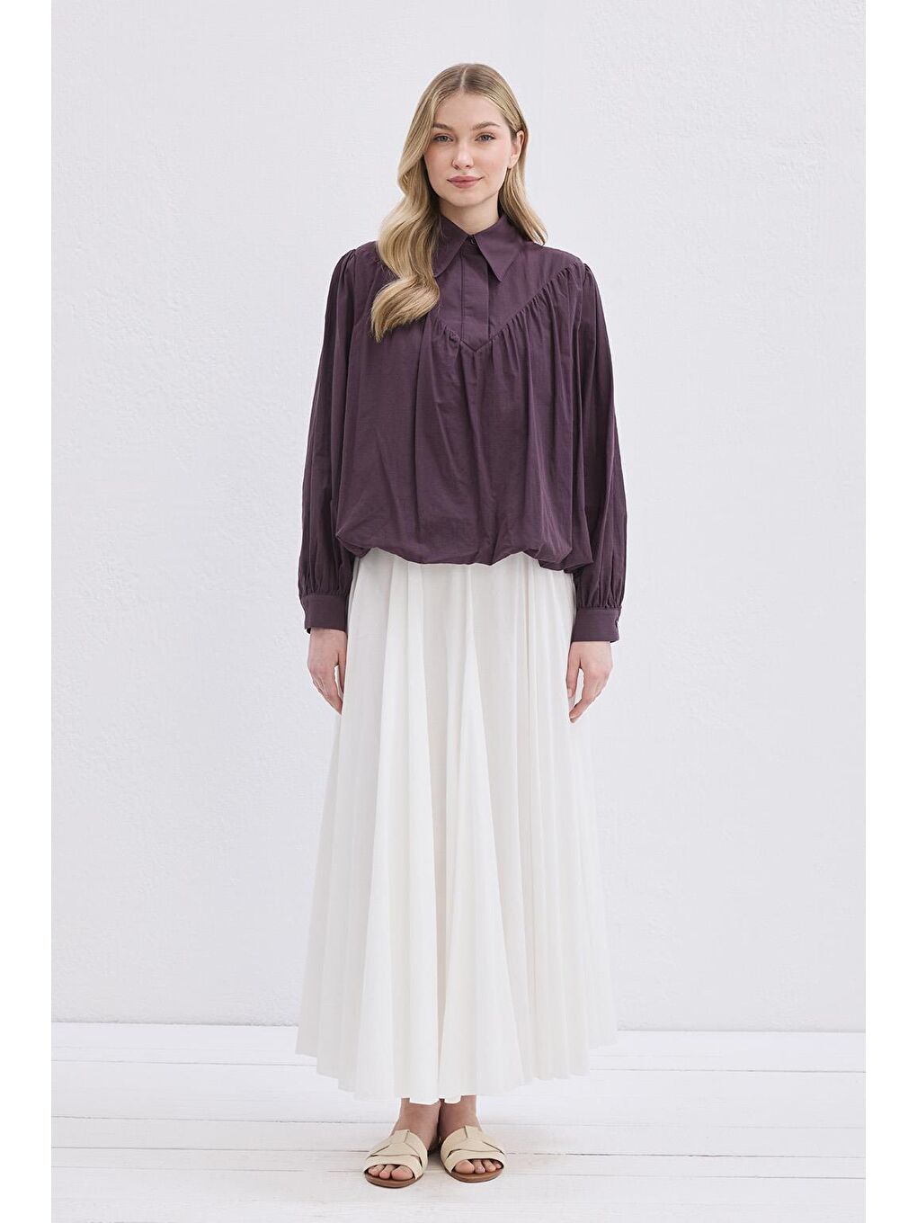 Lora Vual Gömlek Mürdüm-1