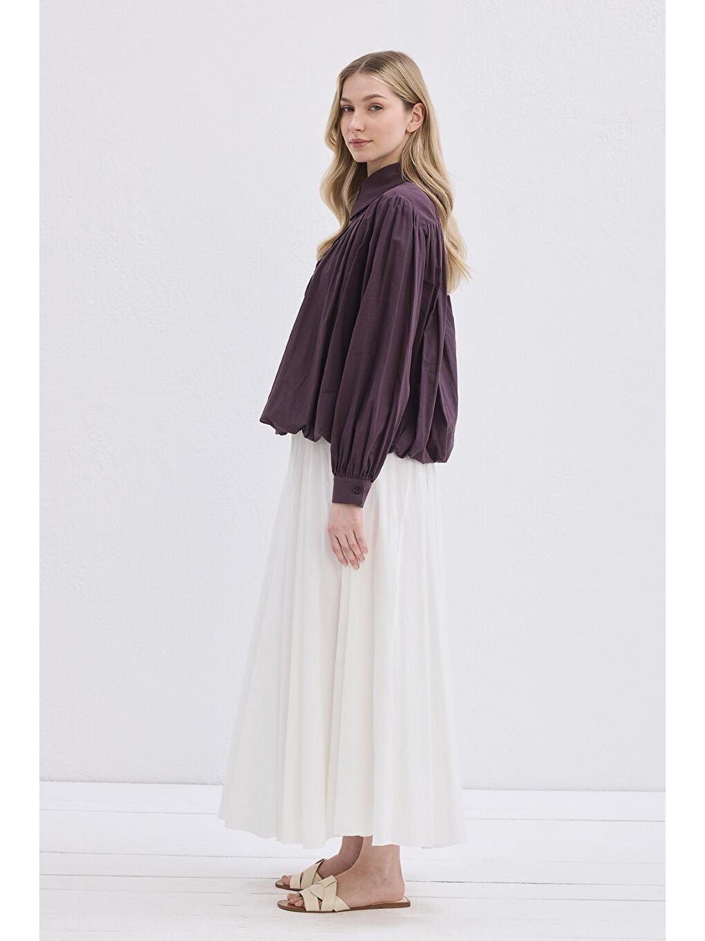 Lora Vual Gömlek Mürdüm-2