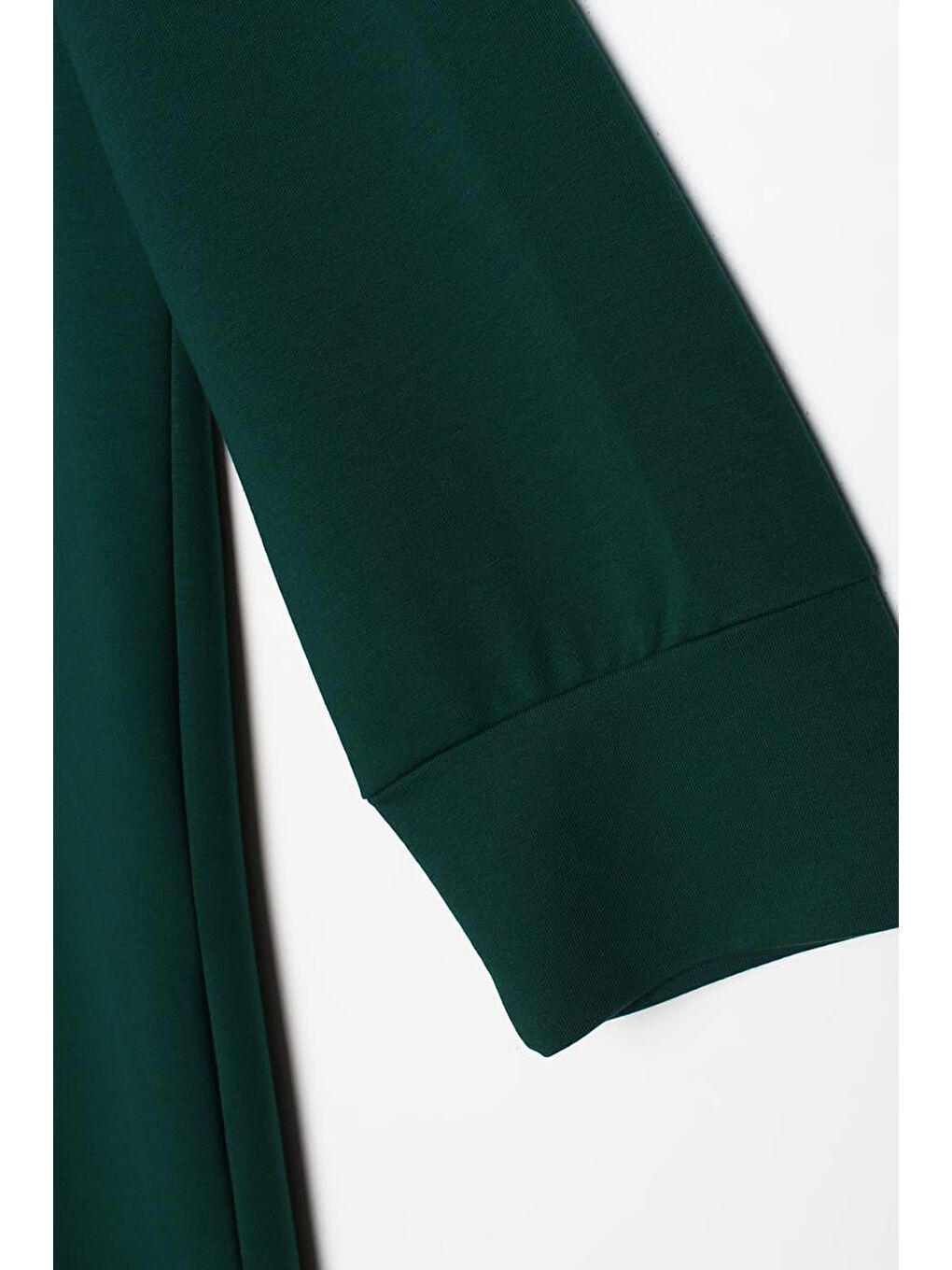 Yeşil Zümrüt Büyük Beden Kapüşonlu Basic Örme Elbise-4