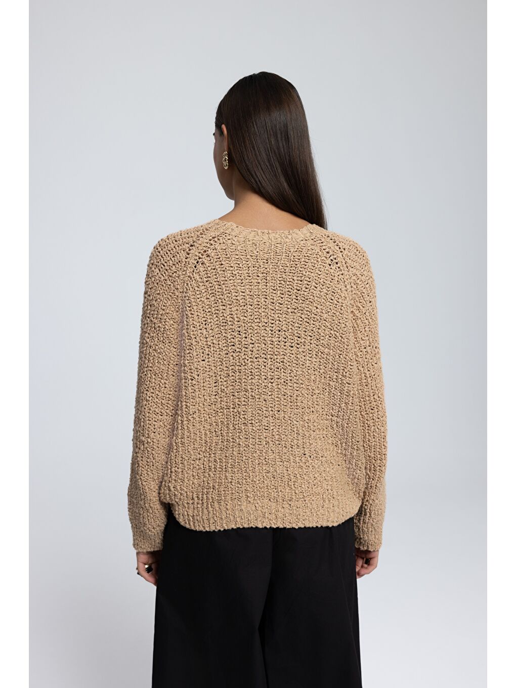 Sarı Latte Bisiklet Yaka Hardal Triko Kazak-4