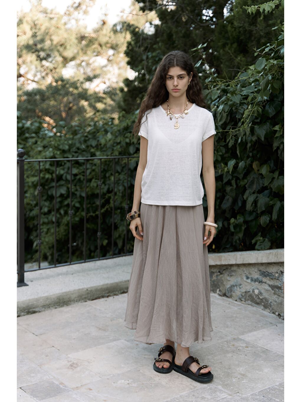 Suva Kısa Kol Ekru T-Shirt-1