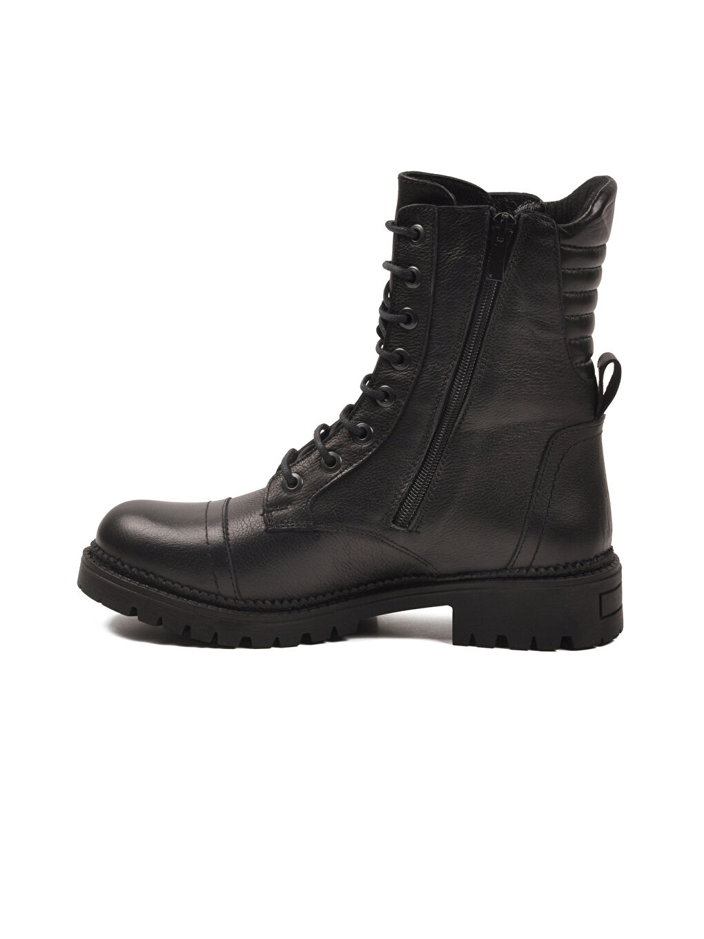 Siyah Hakiki Deri Polarlı Kaymaz Kadın Bot 52682-1 Z-3