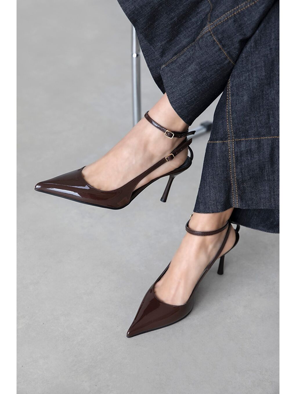 Kahverengi Mila Kadın Topuklu Rugan Ayakkabı Kahve-2