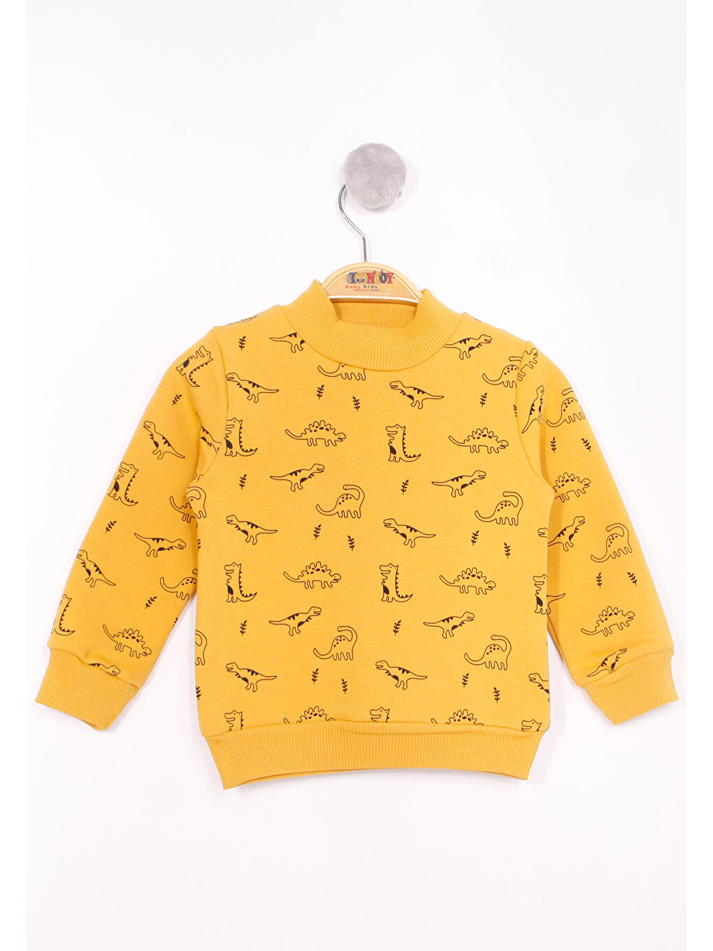 Sarı Erkek Çocuk Dinozor Baskılı Sweatshirt