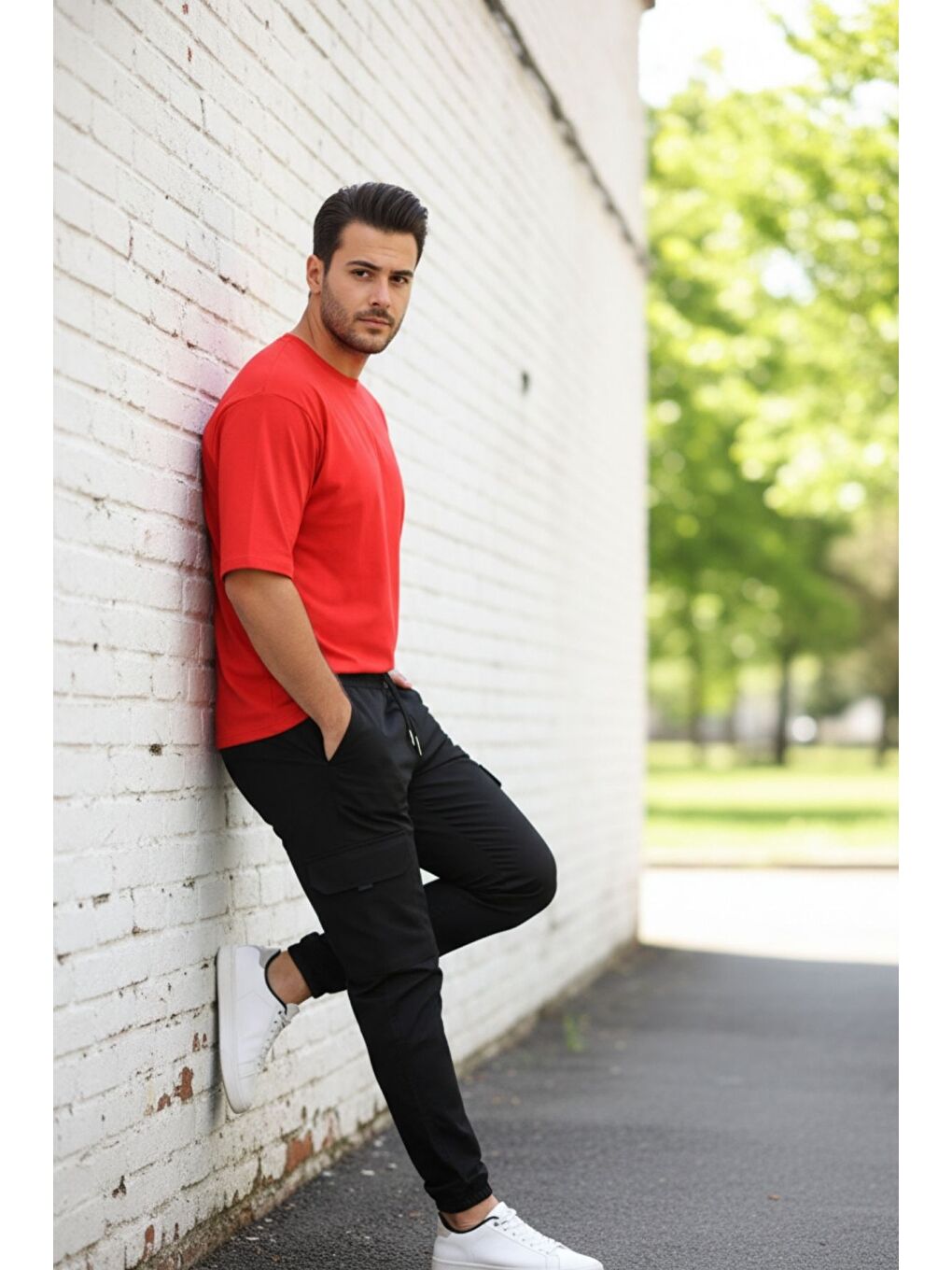 Siyah Erkek Jogger Bel Lastikli Pantolon-2