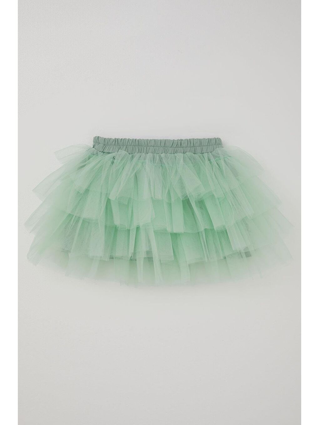 Turkuaz Kız Çocuk Tütü Etek Tül Detaylı Katlı Fiyonk Aksesuarlı Su Yeşili (4-8 Yaş)-1