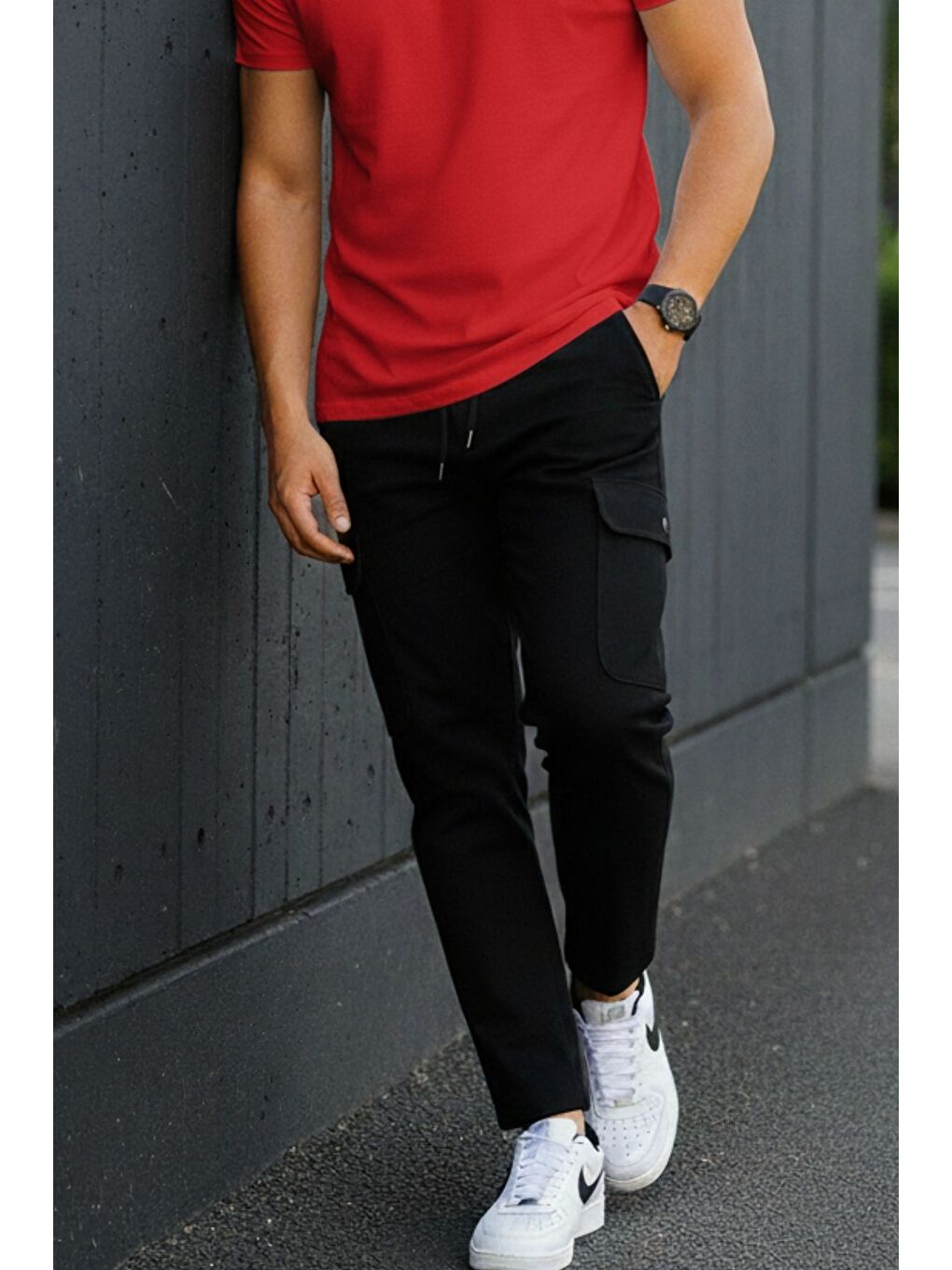 Siyah Erkek Jogger Bel Lastikli Pantolon-3