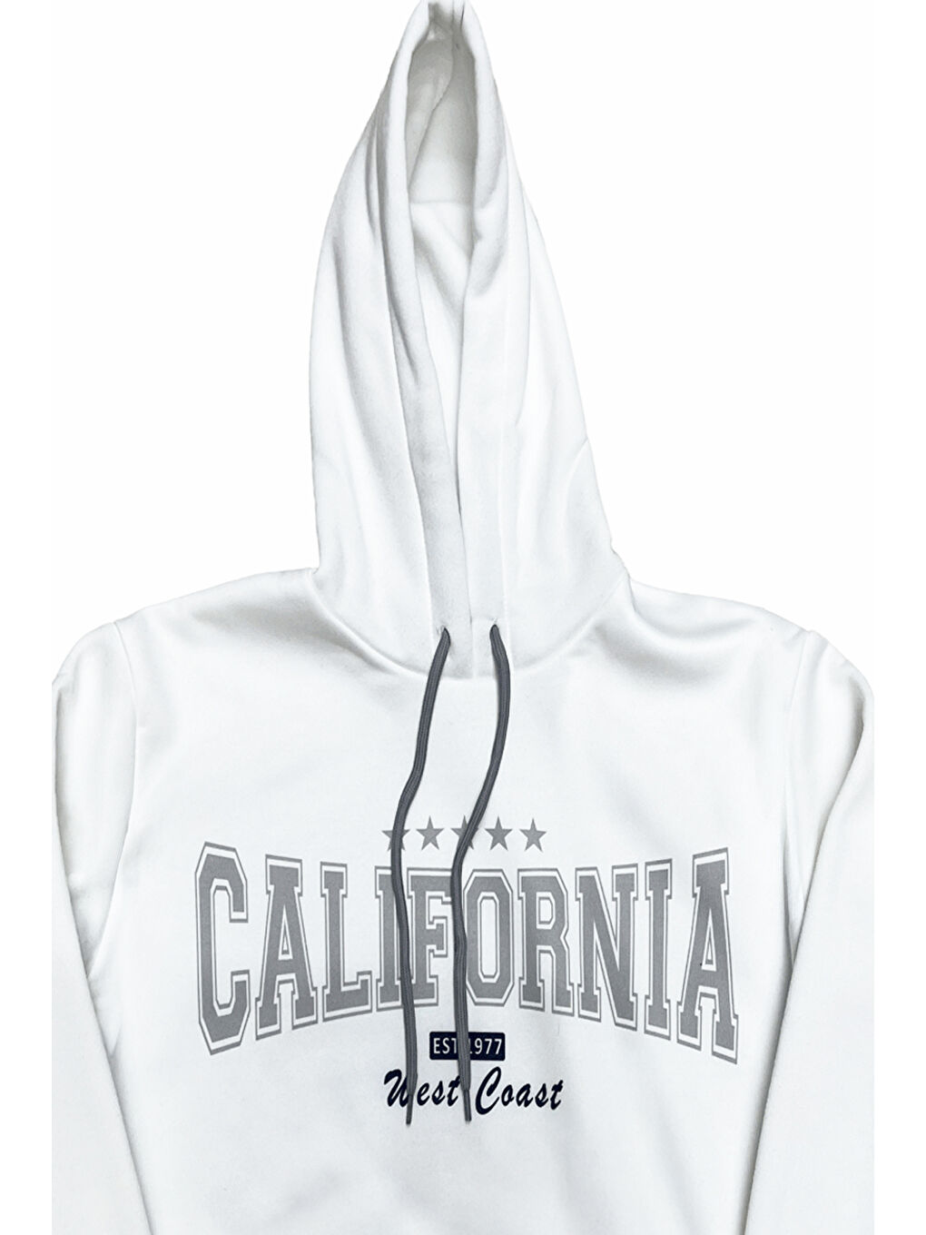 Beyaz Erkek Çocuk 3 İplik Kapüşonlu ve Kanguru Cepli Sweatshirt 12336-2