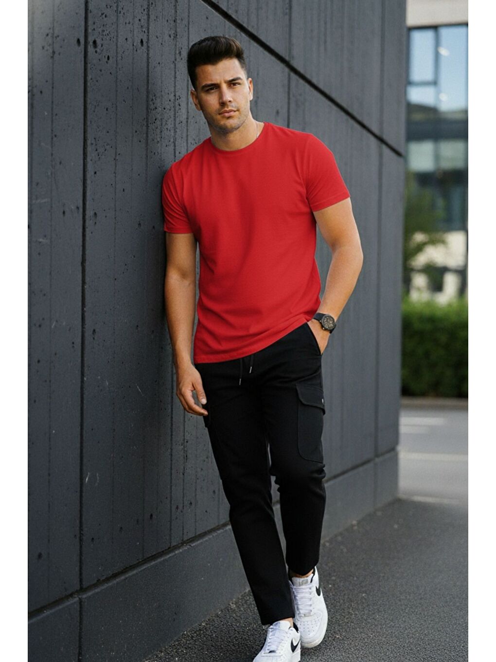 Siyah Erkek Jogger Bel Lastikli Pantolon-4