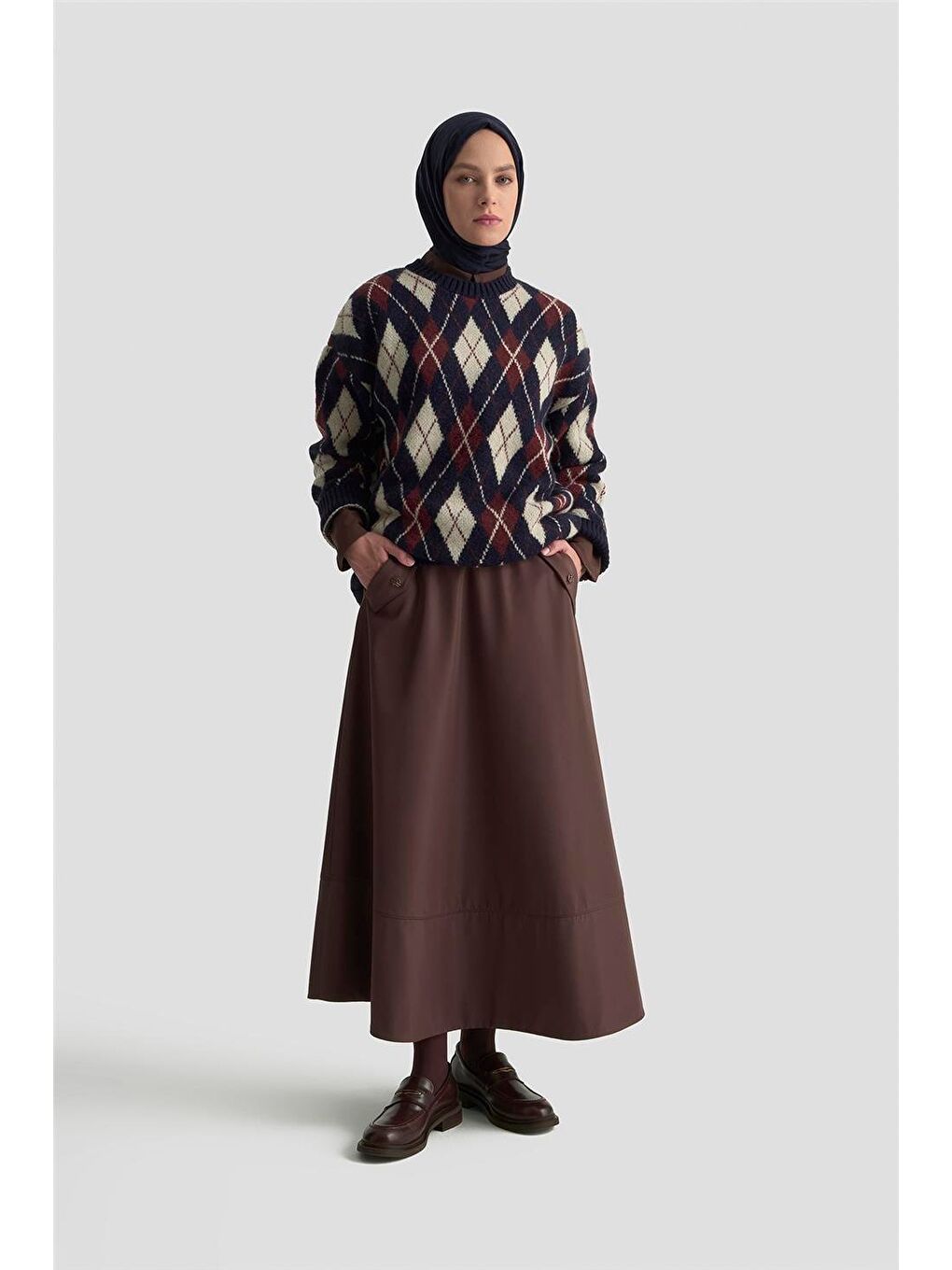 Baklava Desenli Kazak 25Kd6004 Lacivert-1