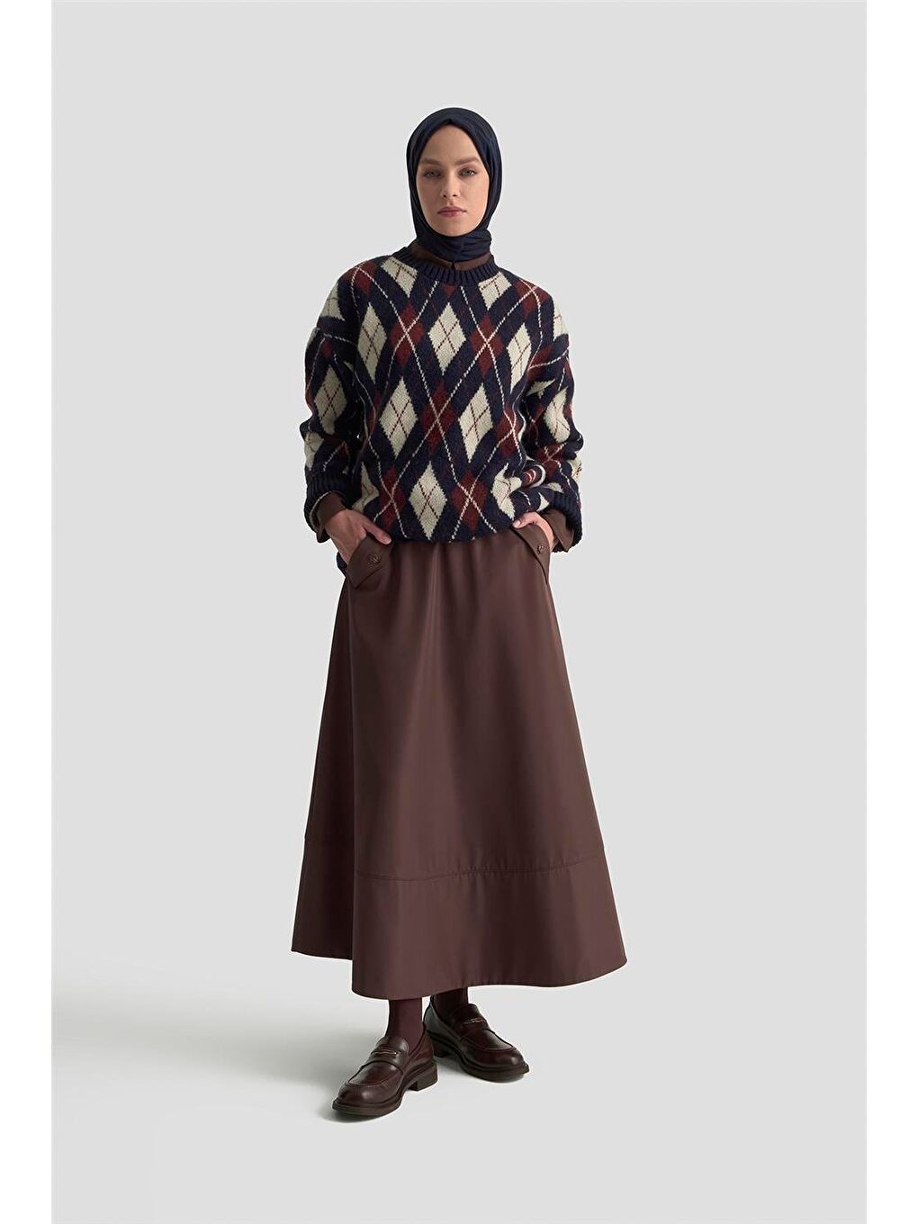 Baklava Desenli Kazak 25Kd6004 Lacivert-2