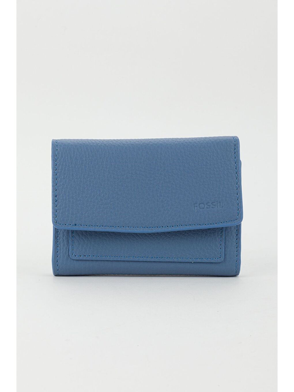 Kutulu Hakiki Deri Buz Mavi Orta Boy Kadın El Portföyü Kartlık Cüzdan