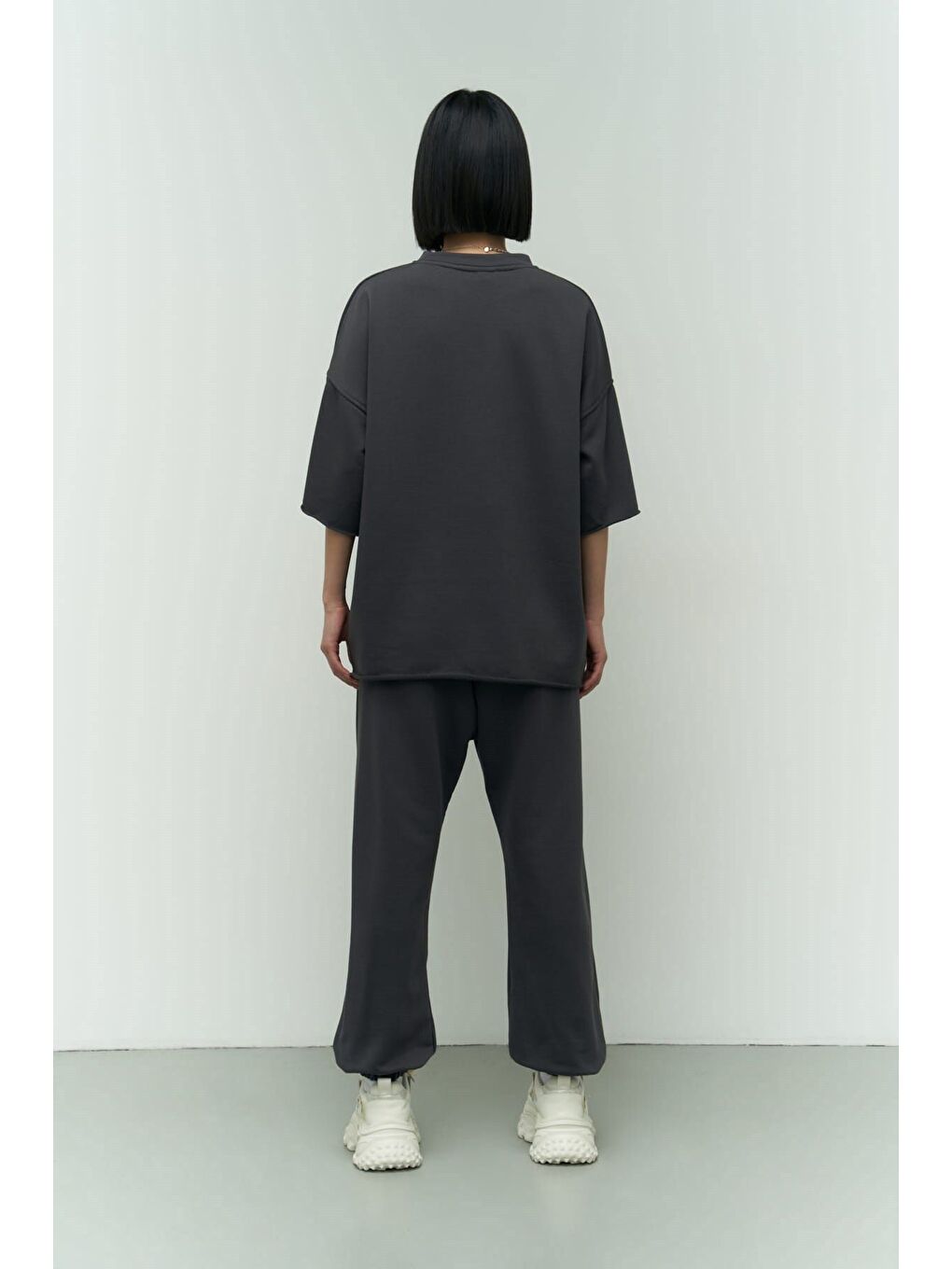 Lion Antrasit Oversize T-shirt Yırtıklı Eşofman Takım-3