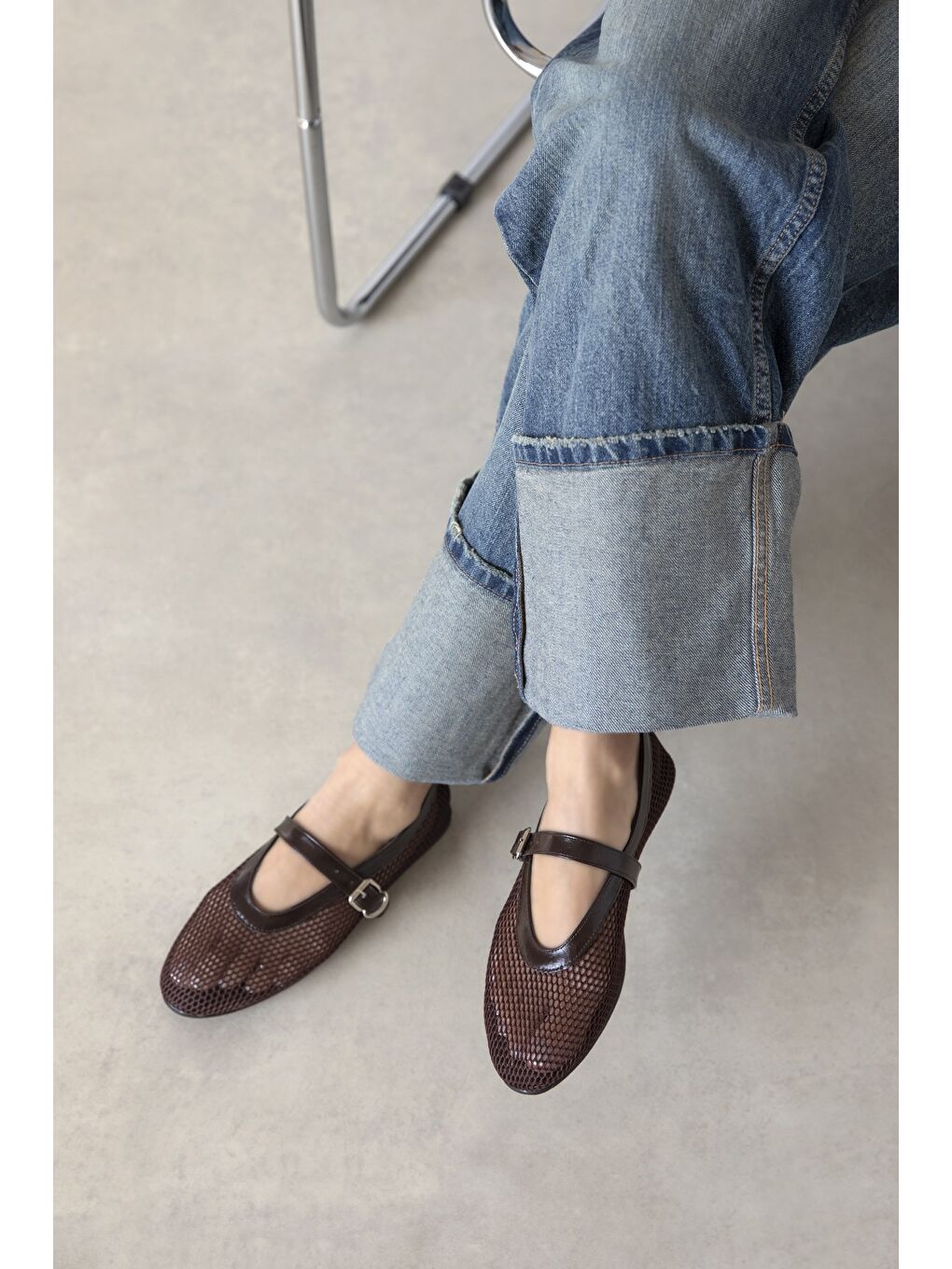 Kahverengi Carol Kadın File Detay Dantel Babet Kahve-2