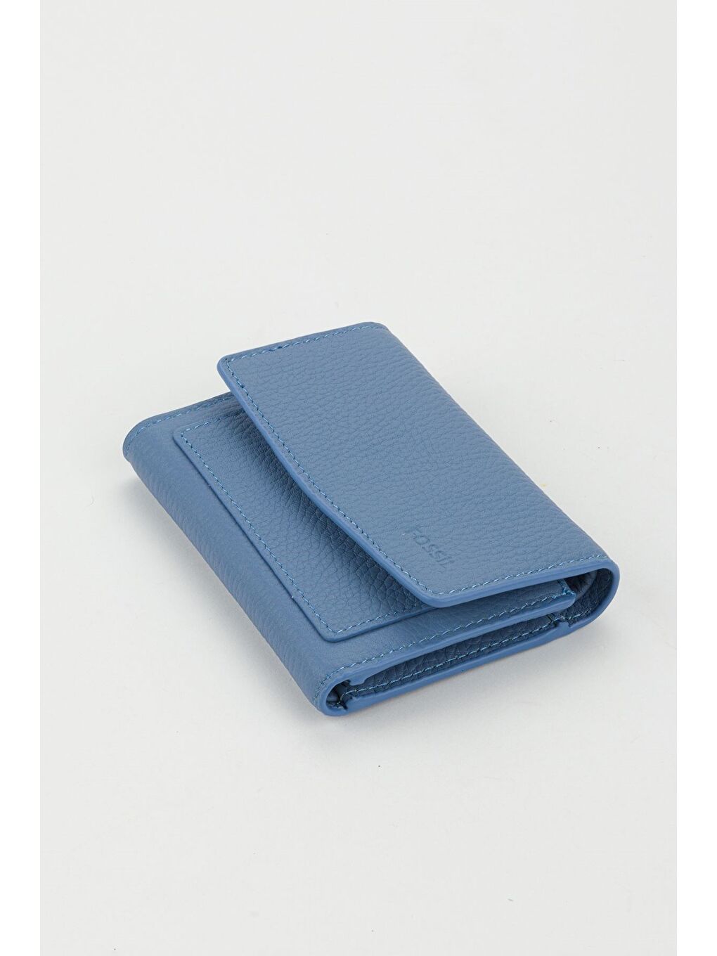 Kutulu Hakiki Deri Buz Mavi Orta Boy Kadın El Portföyü Kartlık Cüzdan-3