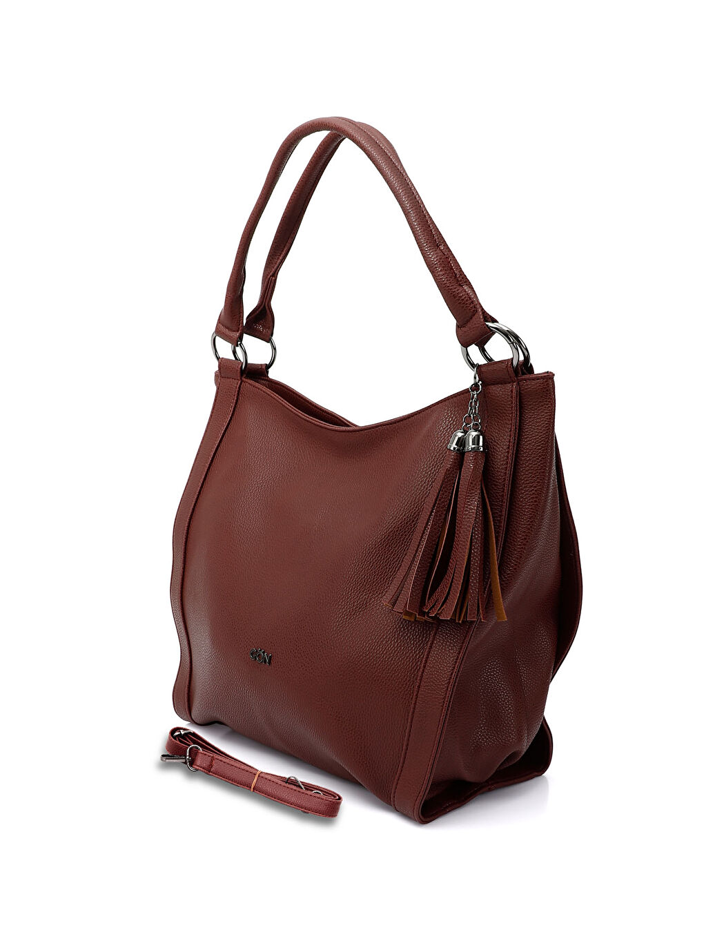 Bordo Kadın BORDO Uzun Askılı Püsküllü El ve Omuz Çantası-2