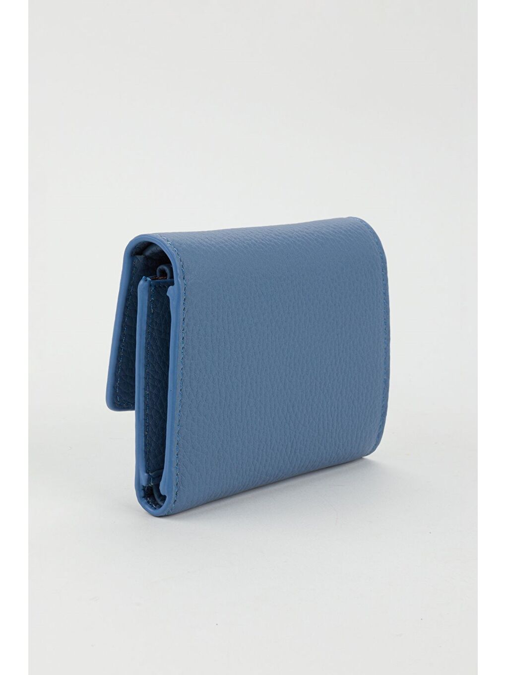 Kutulu Hakiki Deri Buz Mavi Orta Boy Kadın El Portföyü Kartlık Cüzdan-4