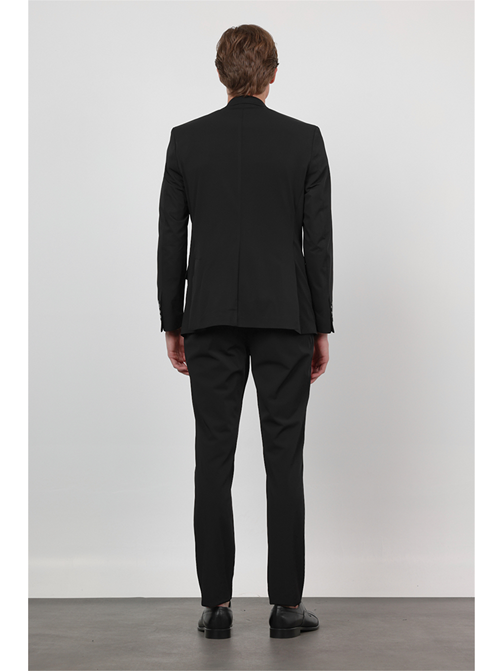 Siyah Kendinden Desenli Mono Yaka 6 Drop Slim Fit Takım Elbise 1001260162-4