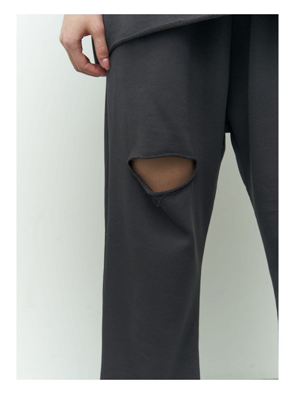 Lion Antrasit Oversize T-shirt Yırtıklı Eşofman Takım-4