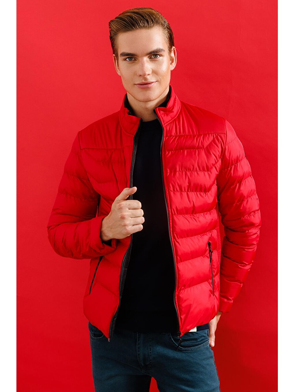 Erkek Kırmızı Şişme Mont-6