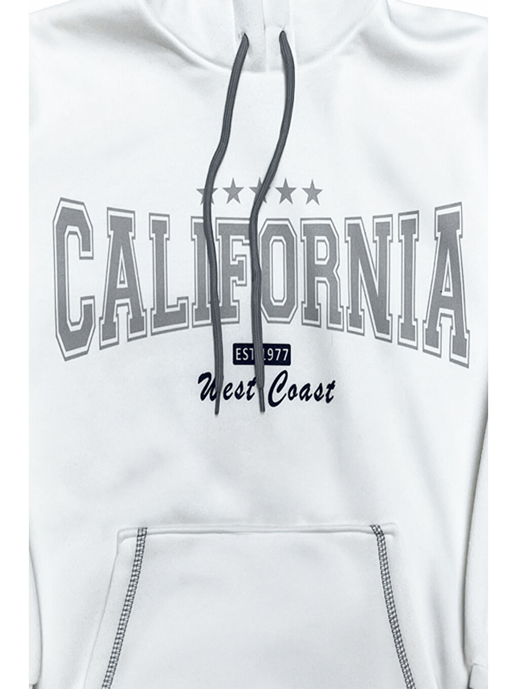 Beyaz Kız Çocuk 3 İplik Kapüşonlu Kanguru Cepli Sweatshirt 12337-3