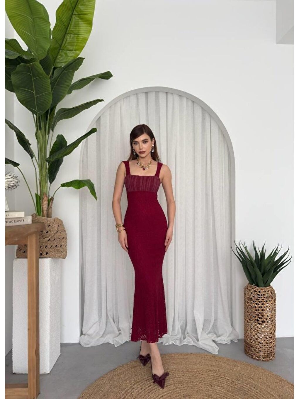 Bordo Dagı Balık Elbise-2
