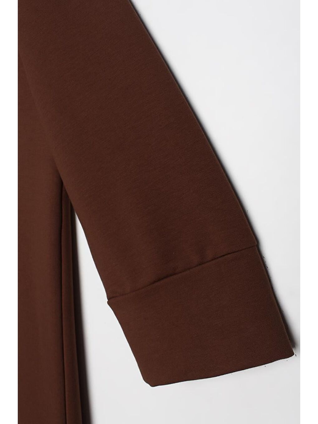 Kahverengi Kahve Büyük Beden Kapüşonlu Basic Örme Elbise-4