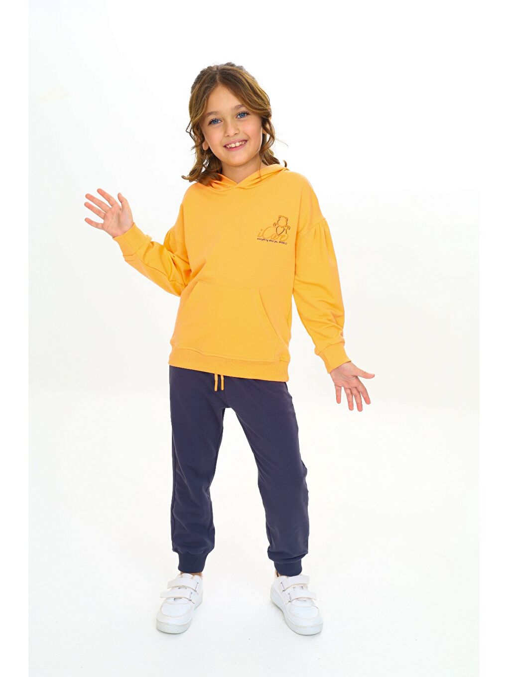 Toontoykids Turuncu Kız Çocuk Kapüşonlu Eşofman Takım
