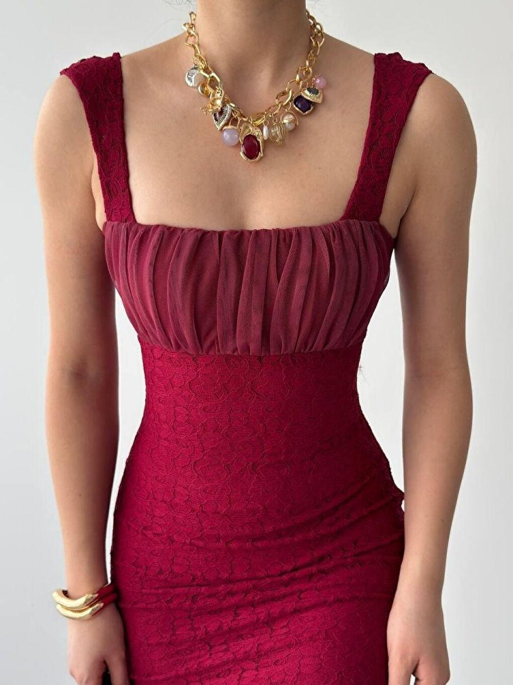 Bordo Dagı Balık Elbise-4