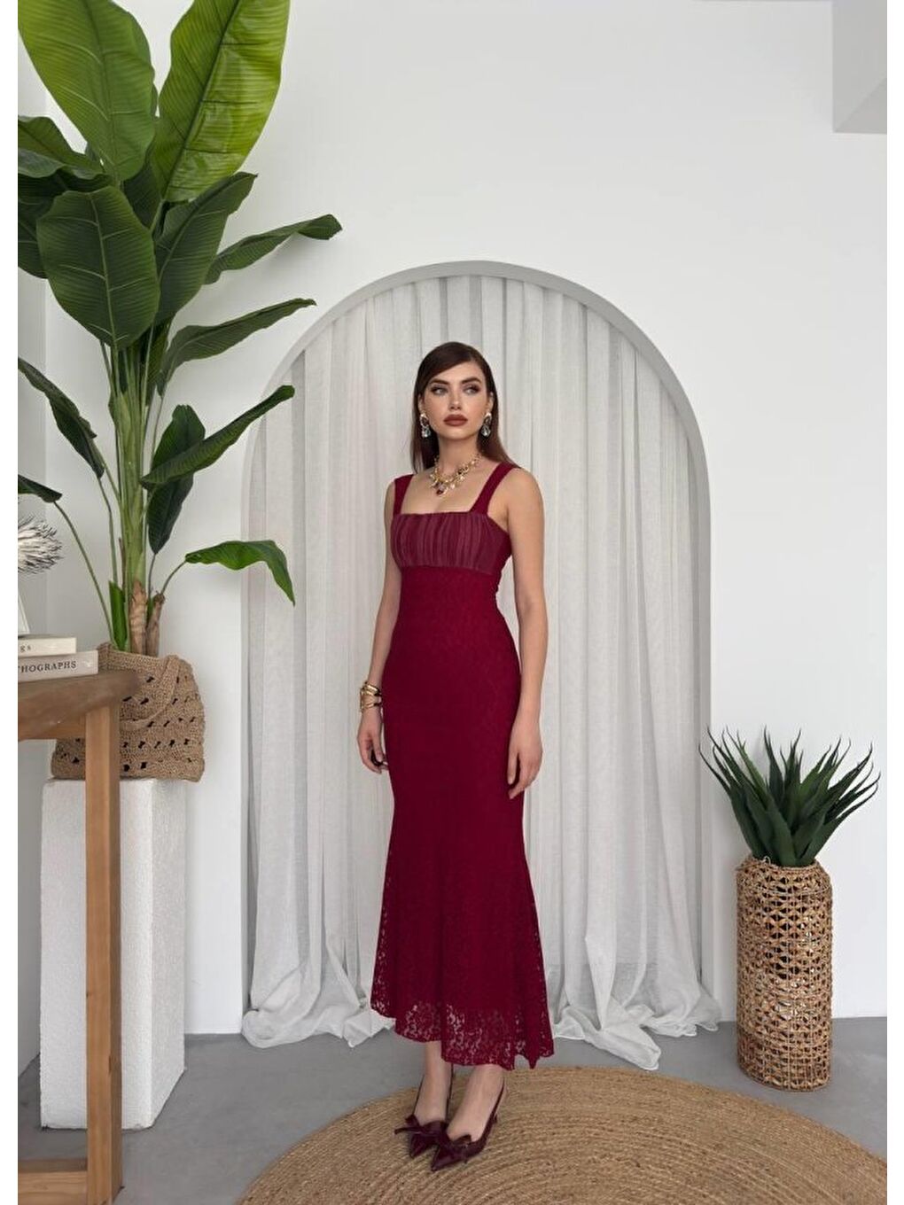 Bordo Dagı Balık Elbise-5