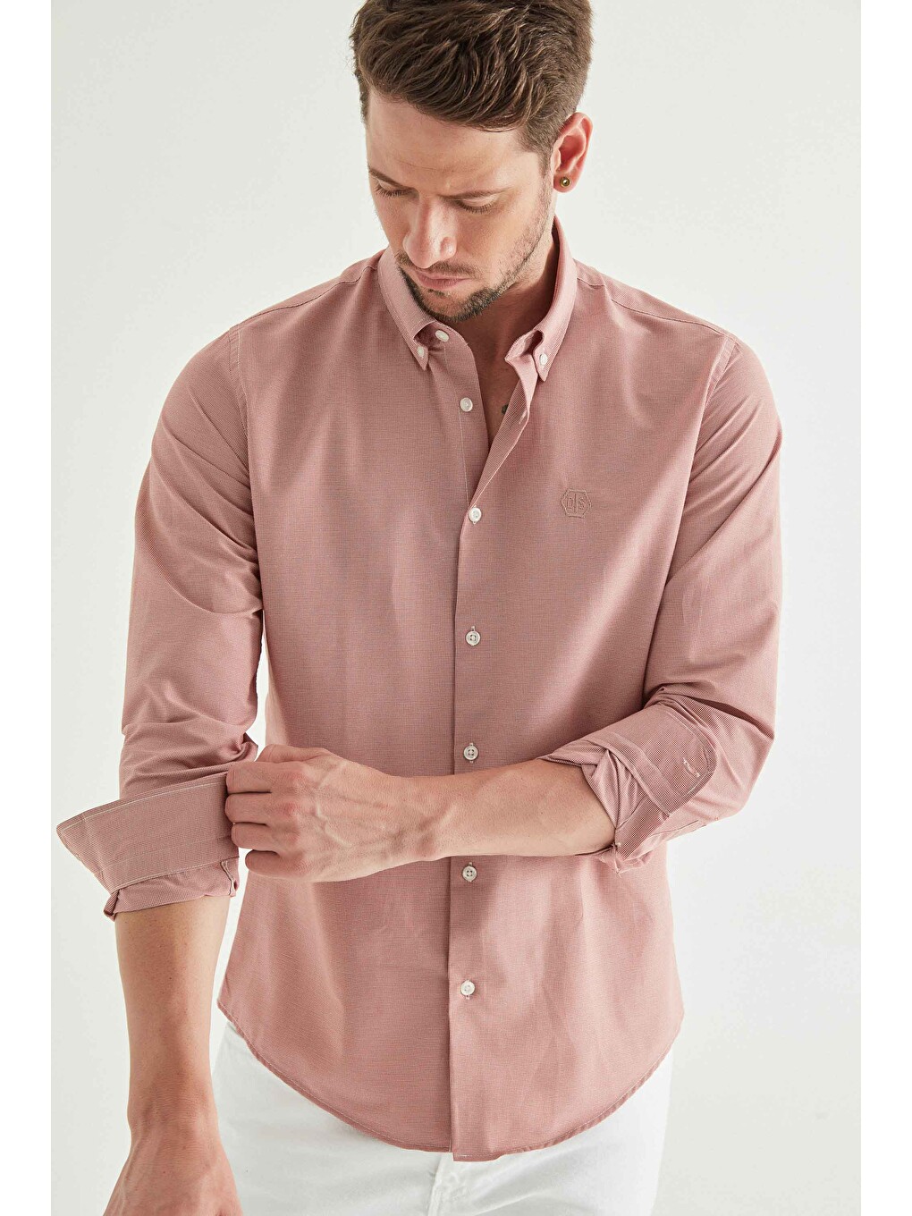 Slim Fit Turuncu Pötikare Gömlek-2