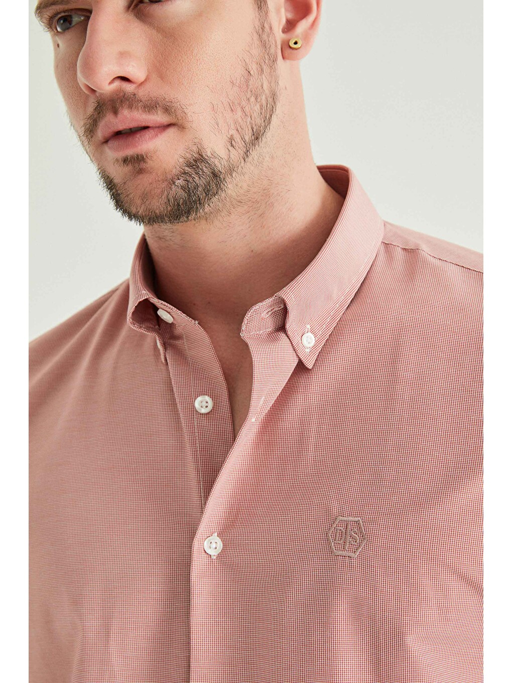 Slim Fit Turuncu Pötikare Gömlek-3