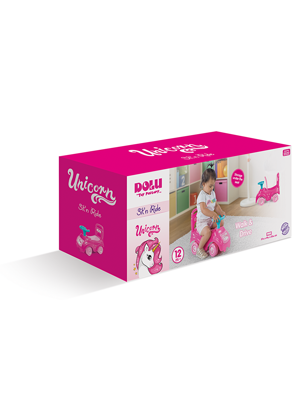 Dolu Pembe Unicorn Bingit Pedalsız Araba Pembe 2522 - 4