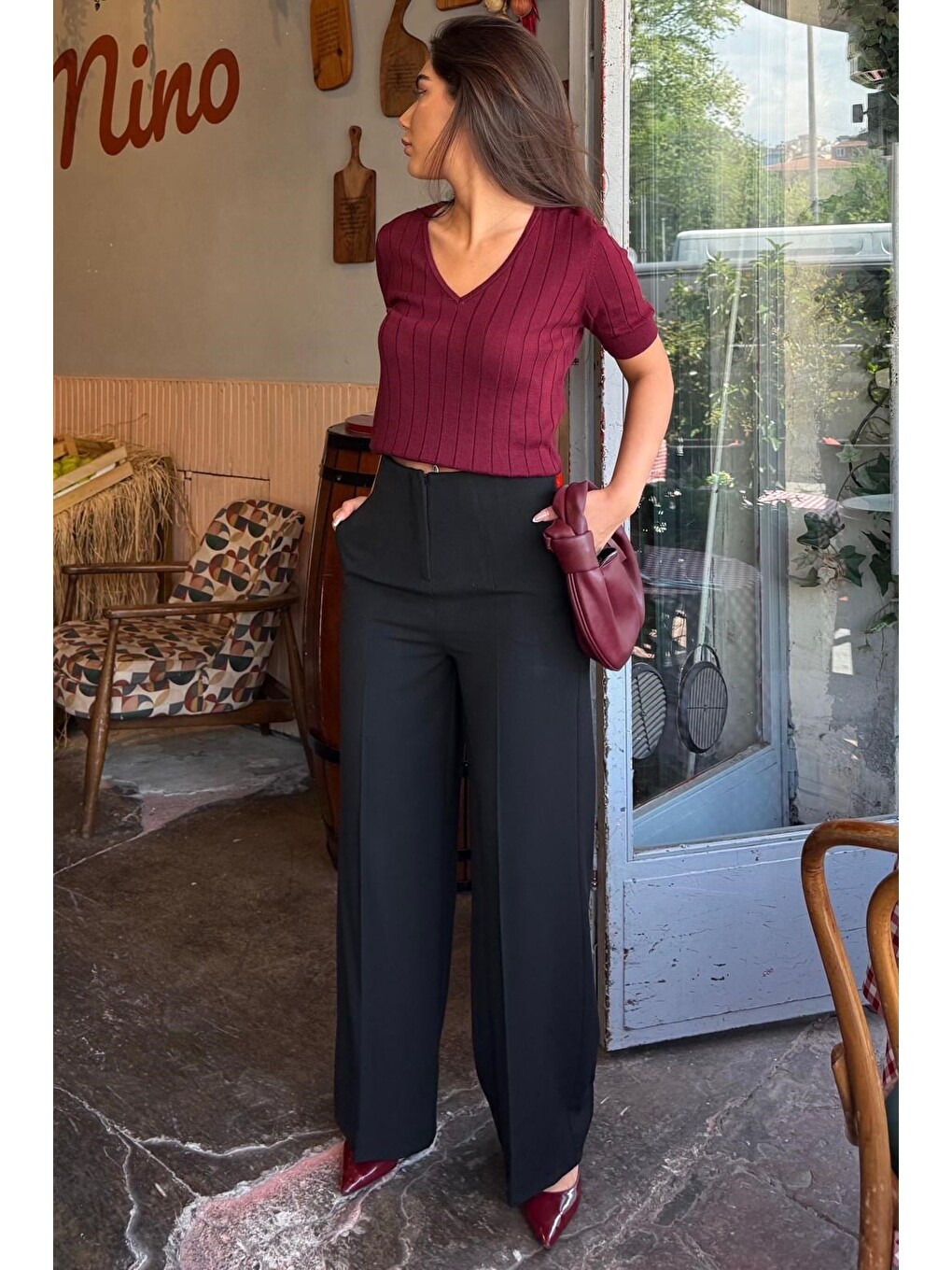 Siyah Premium Yüksel Bel Pileli Pantolon Mg2717-4