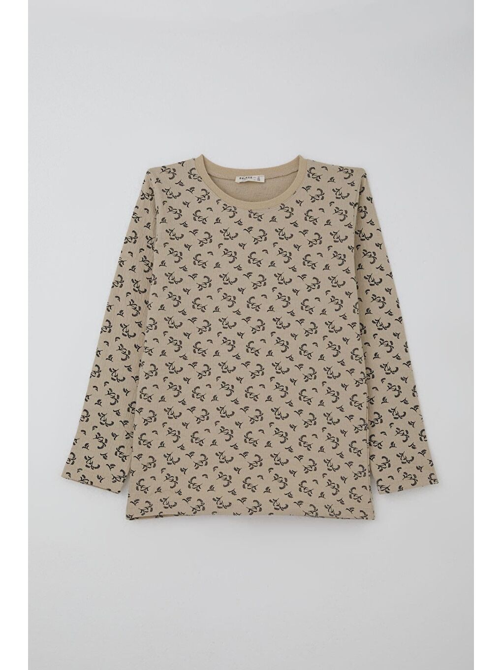 Kız Çocuk Pijama Takımı Çiçek Desenli Beli Paçası Lastikli Bej (9-12 Yaş)-3