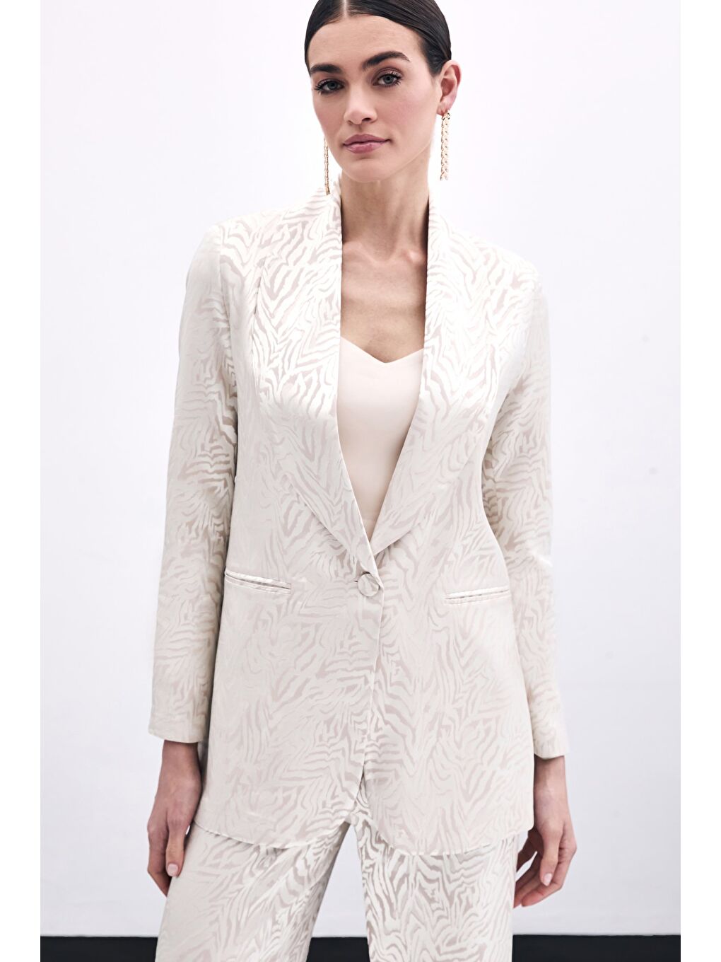 Zebra Desenli Ceket - Bej