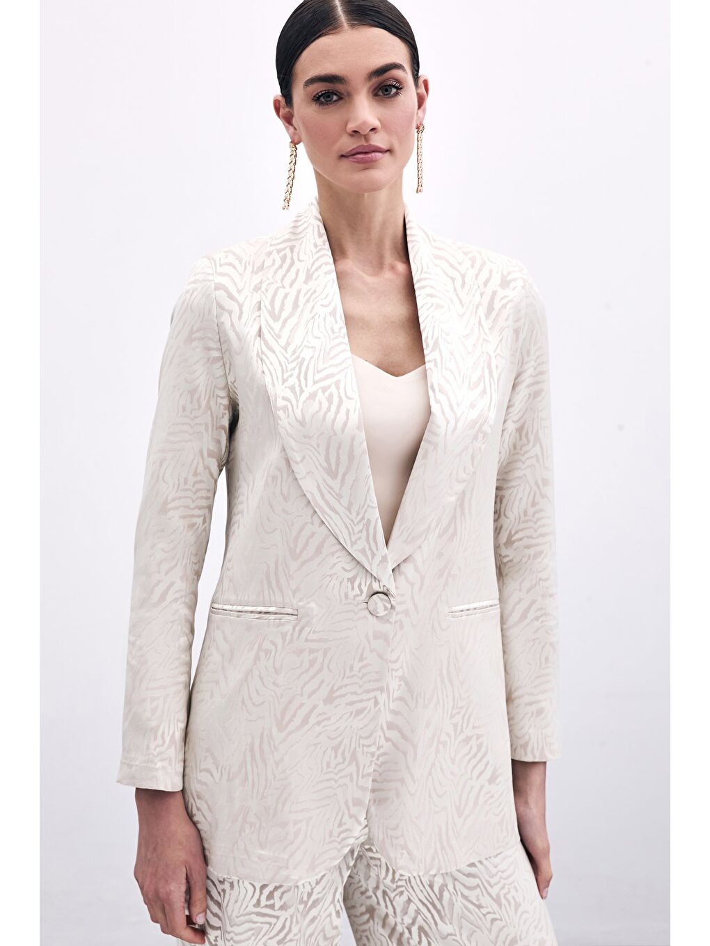 Zebra Desenli Ceket - Bej-1