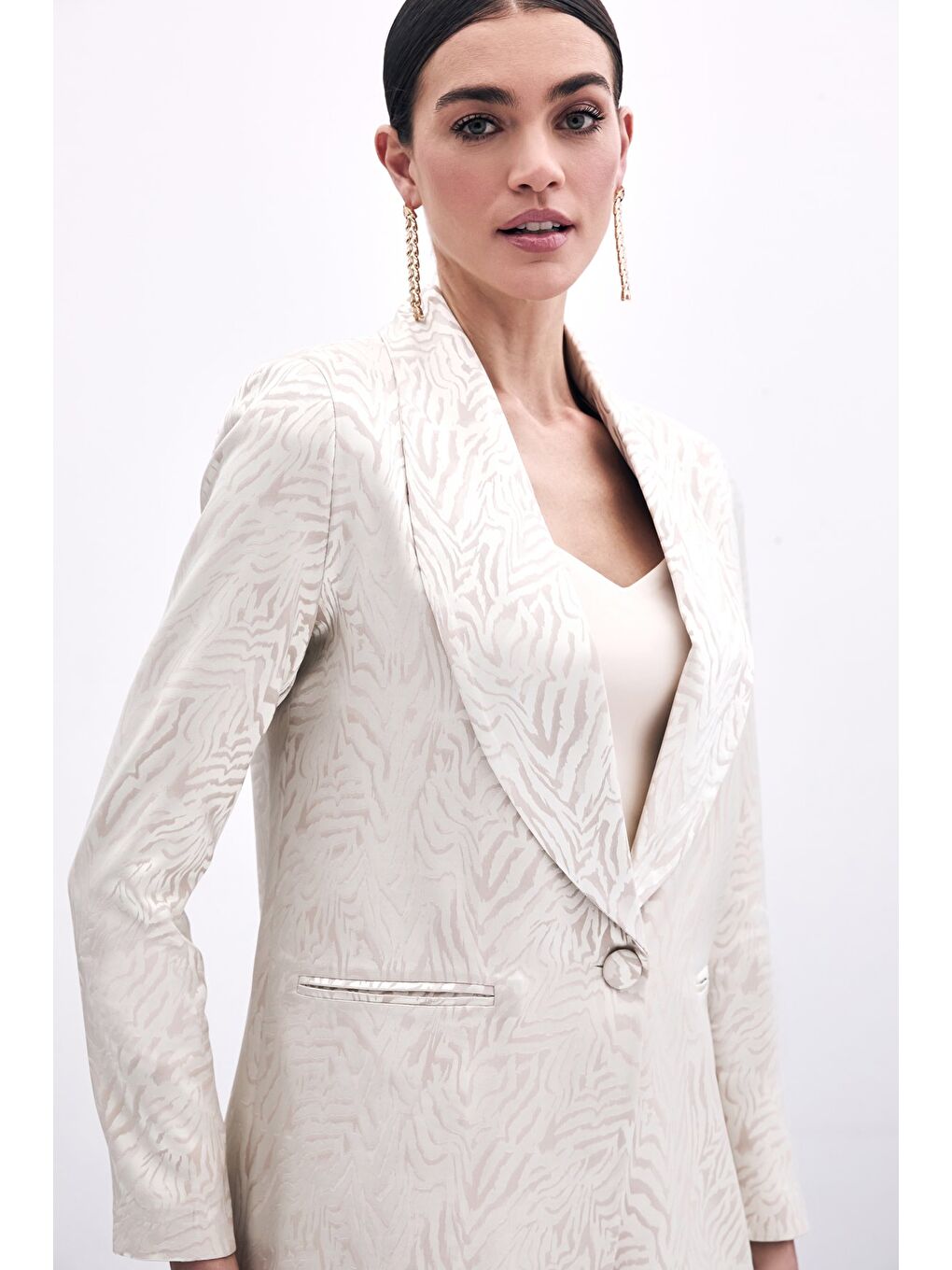 Zebra Desenli Ceket - Bej-2