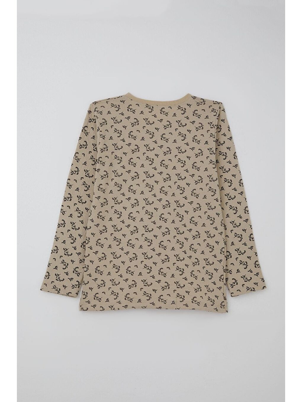 Kız Çocuk Pijama Takımı Çiçek Desenli Beli Paçası Lastikli Bej (9-12 Yaş)-5