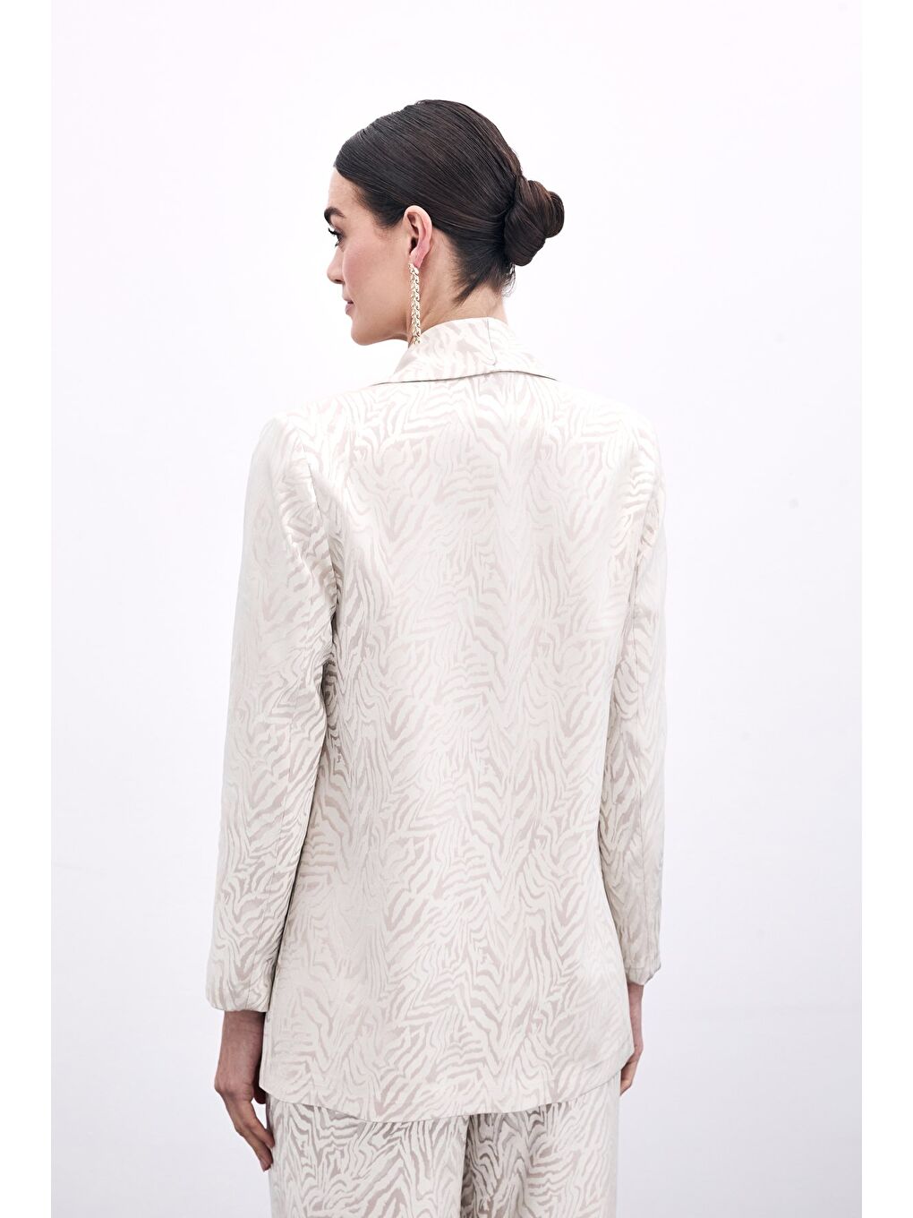 Zebra Desenli Ceket - Bej-3