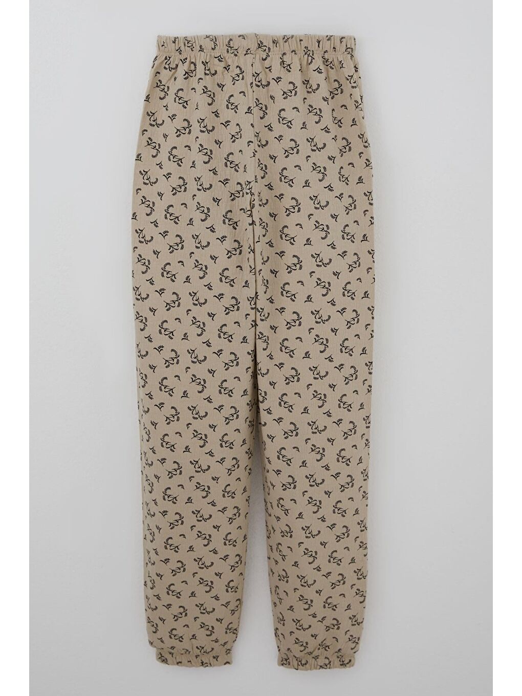 Kız Çocuk Pijama Takımı Çiçek Desenli Beli Paçası Lastikli Bej (9-12 Yaş)-6