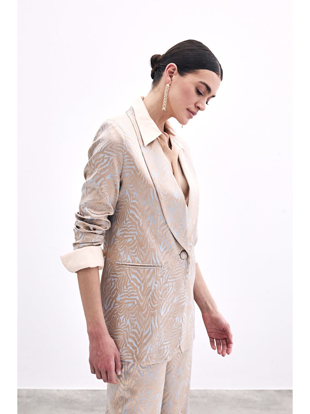 Zebra Desenli Ceket - Mavi-3