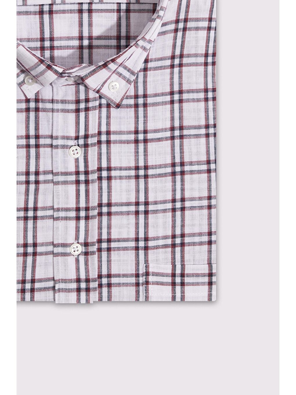 Karışık Erkek Büyük Beden Yaka Düğmeli Kareli Keten Efektli Kısa Kollu Gömlek-2