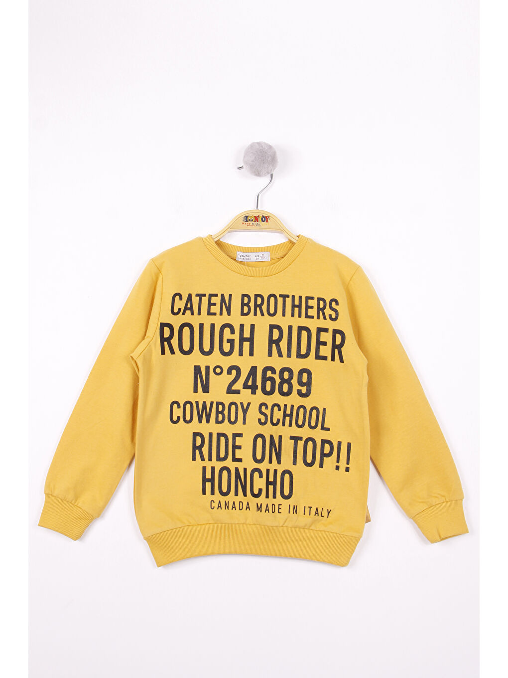 Sarı Erkek Çocuk Yazı Baskılı Sweatshirt